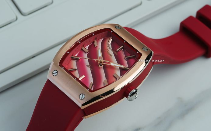 Alexandre Christie Passion AC 5001 LH RTRRE Ladies Multicolor Dial Red Rubber Strap