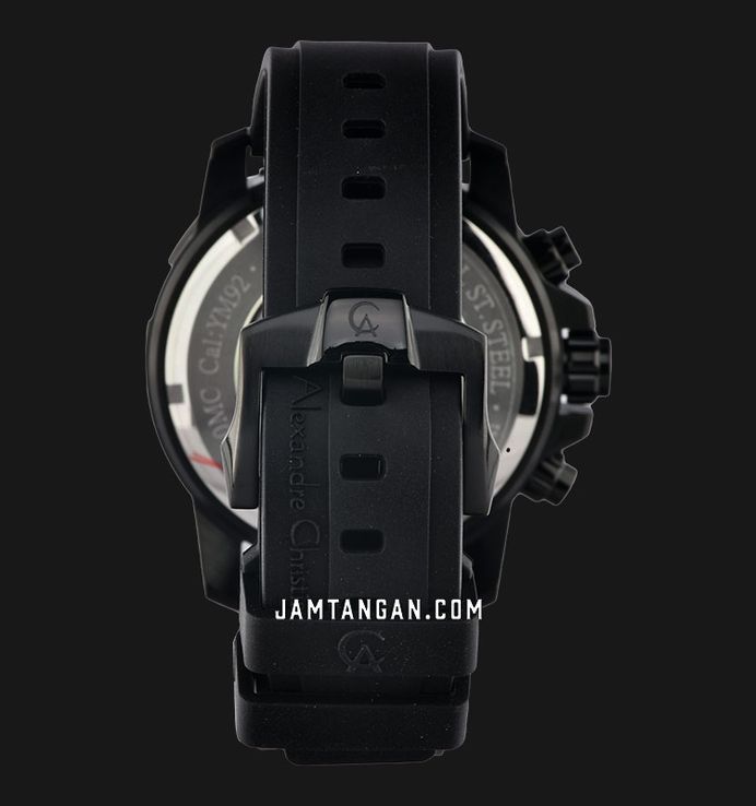 Alexandre Christie Chronograph AC 6410 MC RIPBA Men Black Dial Black Rubber Strap