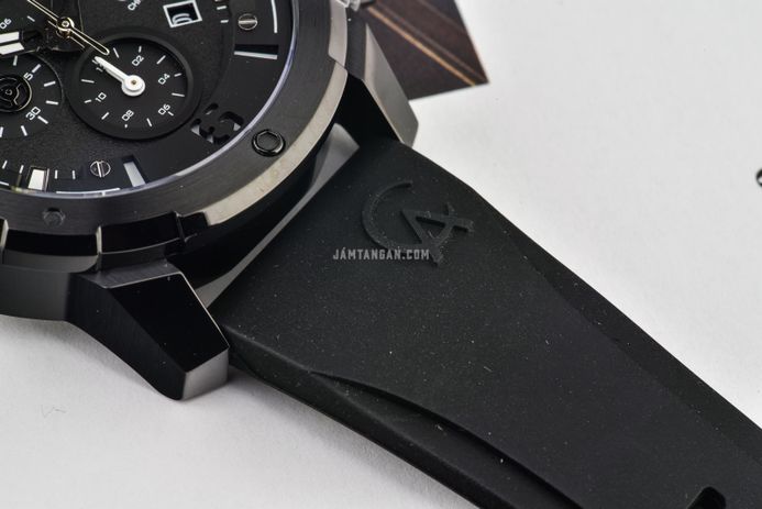 Alexandre Christie Chronograph AC 6410 MC RIPBA Men Black Dial Black Rubber Strap