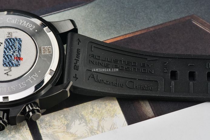 Alexandre Christie Chronograph AC 6410 MC RIPBA Men Black Dial Black Rubber Strap