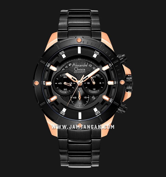 大特価 イラスト AC Chronograph Christie Alexandre 6529 Black Men BBRBA MC 小物