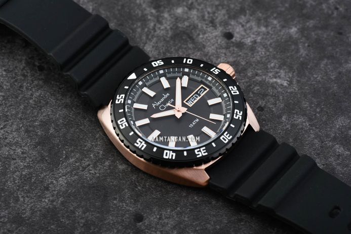 Alexandre Christie AC 6541 ME RBRBA Men Black Dial Black Rubber