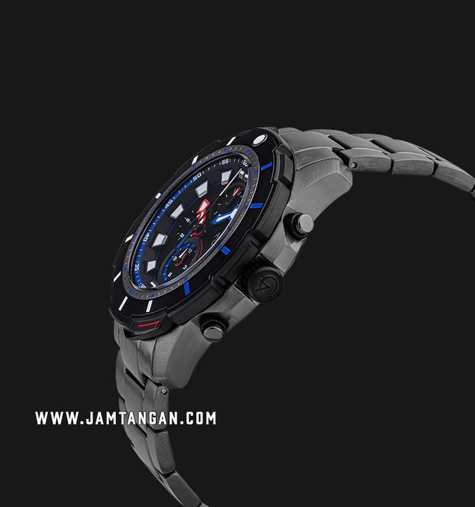 Alexandre Christie Chronograph AC 6606 MC BEPBA Men Black Dial Gunmetal Stainless Steel Strap