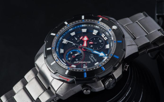 Alexandre Christie Chronograph AC 6606 MC BEPBA Men Black Dial Gunmetal Stainless Steel Strap
