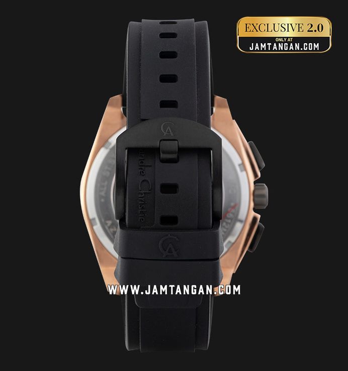 Alexandre Christie Chronograph AC 6612 MC RBRBA Men Black Rubber Strap Exclusive at Jamtangan.com