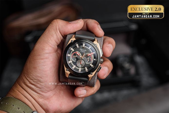 Alexandre Christie Chronograph AC 6612 MC RBRBA Men Black Rubber Strap Exclusive at Jamtangan.com