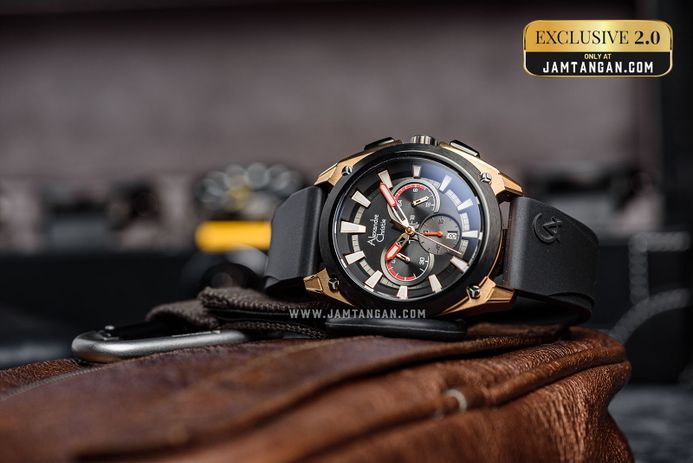 Alexandre Christie Chronograph AC 6612 MC RBRBA Men Black Rubber Strap Exclusive at Jamtangan.com