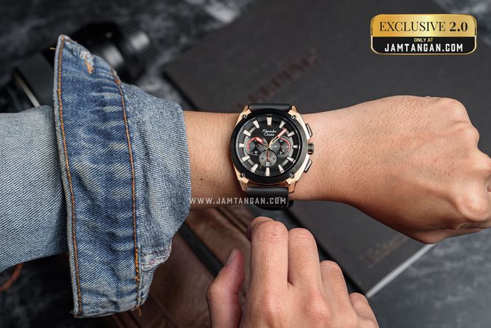 Alexandre Christie Chronograph AC 6612 MC RBRBA Men Black Rubber Strap Exclusive at Jamtangan.com
