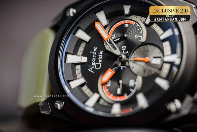 Alexandre Christie Chronograph AC 6612 MC RTBBAGN Men Green Rubber Strap Exclusive at Jamtangan.com
