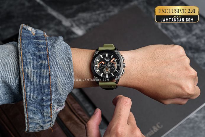 Alexandre Christie Chronograph AC 6612 MC RTBBAGN Men Green Rubber Strap Exclusive at Jamtangan.com