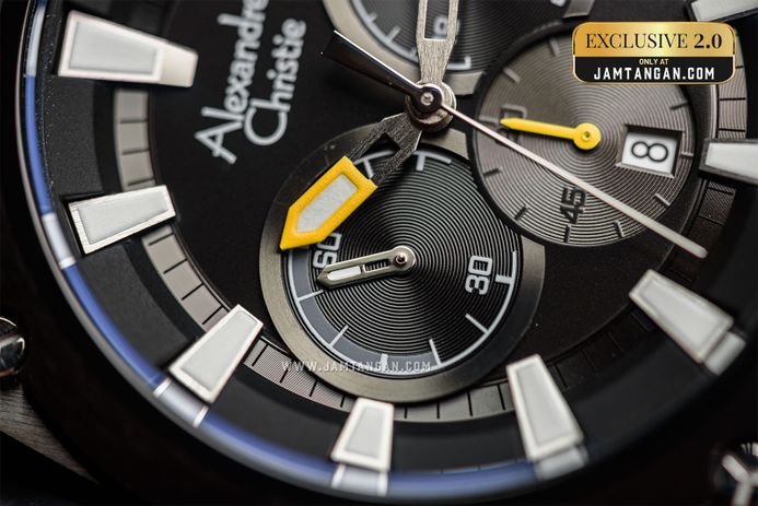 Alexandre Christie Chronograph AC 6612 MC RTBBAYL Men Yellow Rubber Strap Exclusive at Jamtangan.com
