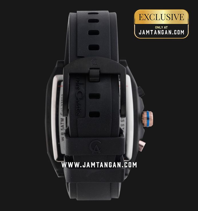 Alexandre Christie Chronograph AC 6614 MC RBRBARG Men Black Rubber Strap Exclusive at Jamtangan.com