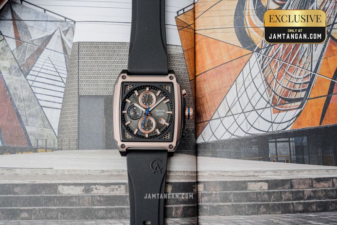 Alexandre Christie Chronograph AC 6614 MC RBRBARG Men Black Rubber Strap Exclusive at Jamtangan.com