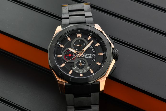 Alexandre Christie Chronograph AC 6632 MC BBRBA Men Black Dial Black Stainless Steel Strap