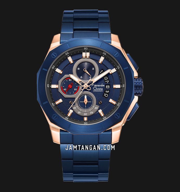 Alexandre Christie Chronograph AC 6632 MC BURBU Men Blue Dial Blue Stainless Steel Strap