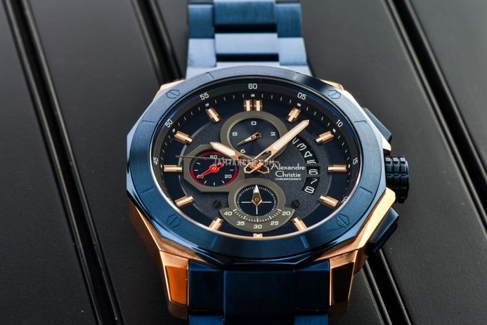 Alexandre Christie Chronograph AC 6632 MC BURBU Men Blue Dial Blue Stainless Steel Strap
