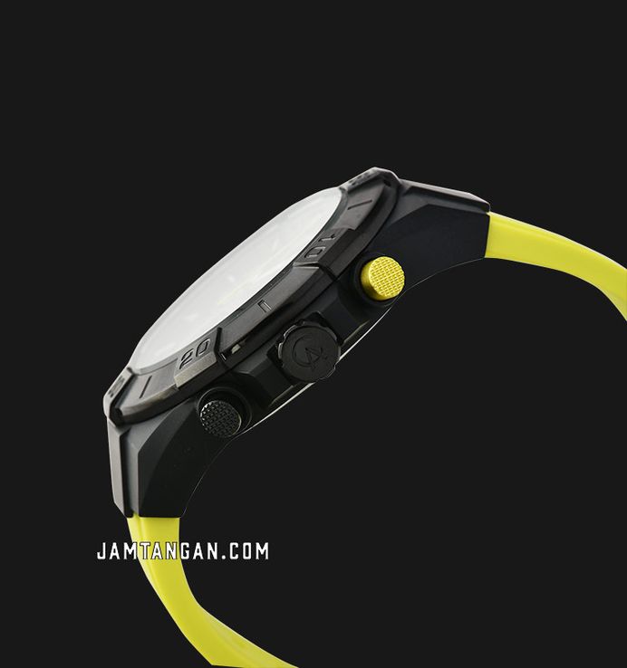 Alexandre Christie Chronograph AC 6649 MC RIPBALE Men Black Dial Lime Green Rubber Strap