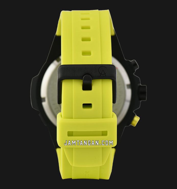 Alexandre Christie Chronograph AC 6649 MC RIPBALE Men Black Dial Lime Green Rubber Strap