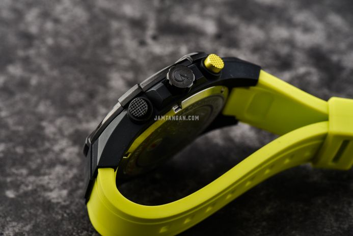 Alexandre Christie Chronograph AC 6649 MC RIPBALE Men Black Dial Lime Green Rubber Strap