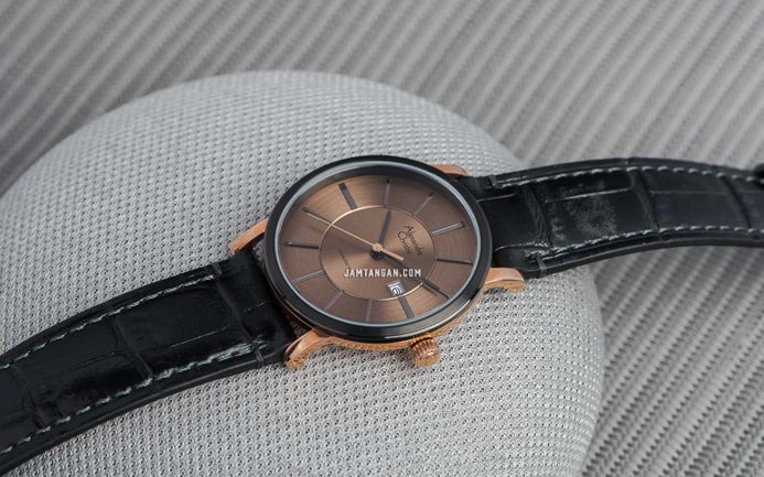 Alexandre Christie Classic AC 8344 LD LBRBO Ladies Brown Sunray Dial Black Leather Strap