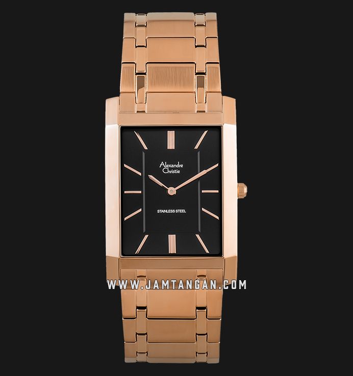 Alexandre Christie Classic AC 8606 MH BRGBA Black Dial Rose Gold Stainless Steel Strap
