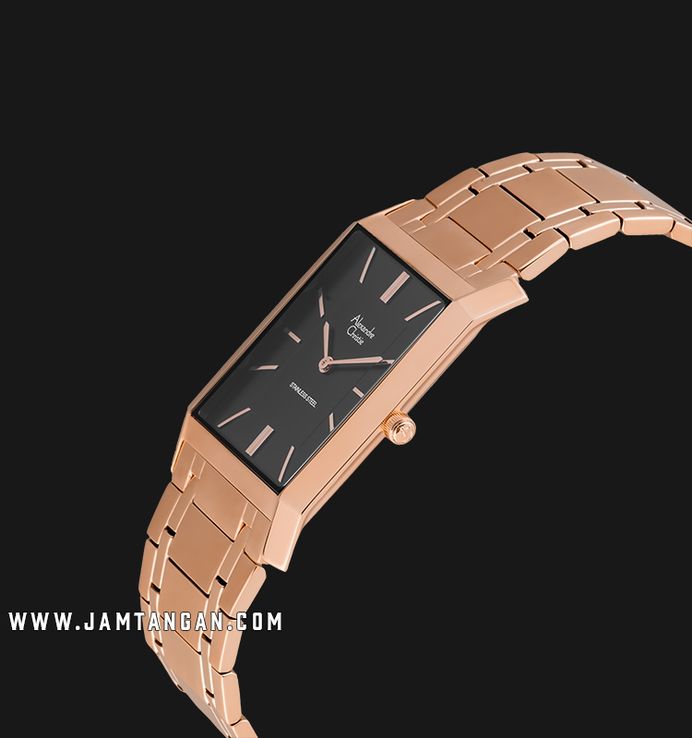 Alexandre Christie Classic AC 8606 MH BRGBA Black Dial Rose Gold Stainless Steel Strap
