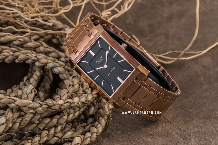 Alexandre Christie Classic AC 8606 MH BRGBA Black Dial Rose Gold Stainless Steel Strap