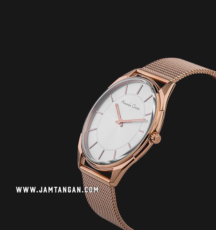 Alexandre Christie Classic AC 8626 MH BRGSL Men Silver Dial Rose Gold Mesh Strap