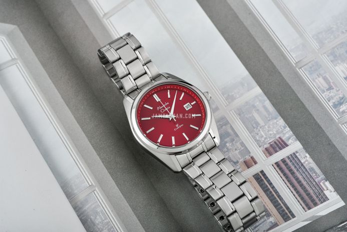 Alexandre Christie Classic Steel AC 8660 LD BSSRE Macaron Series Red Dial Stainless Steel Strap