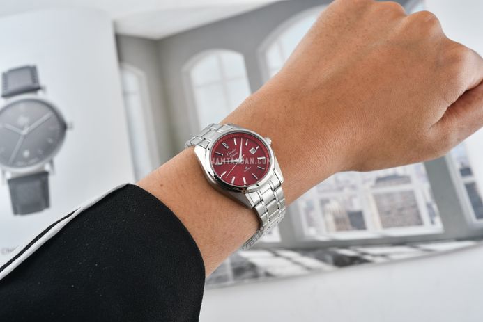 Alexandre Christie Classic Steel AC 8660 LD BSSRE Macaron Series Red Dial Stainless Steel Strap