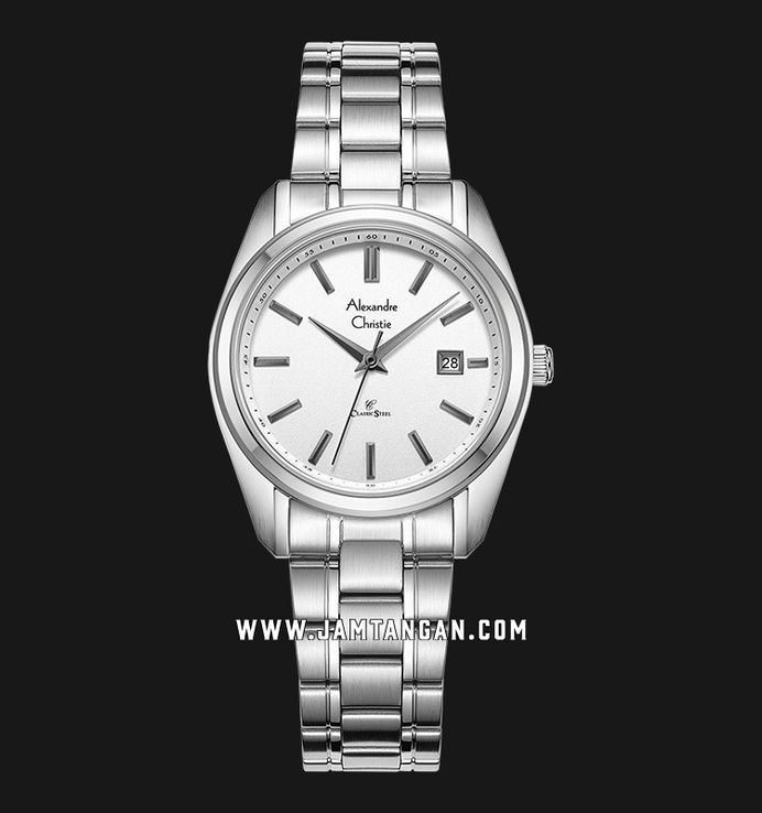 Alexandre Christie Classic Steel AC 8660 LD BSSSL Ladies White Dial Stainless Steel Strap