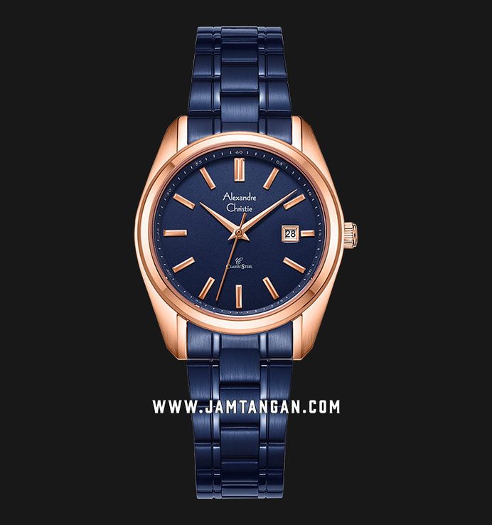 Alexandre Christie Classic Steel AC 8660 LD BURBU Ladies Blue Dial Blue Stainless Steel Strap
