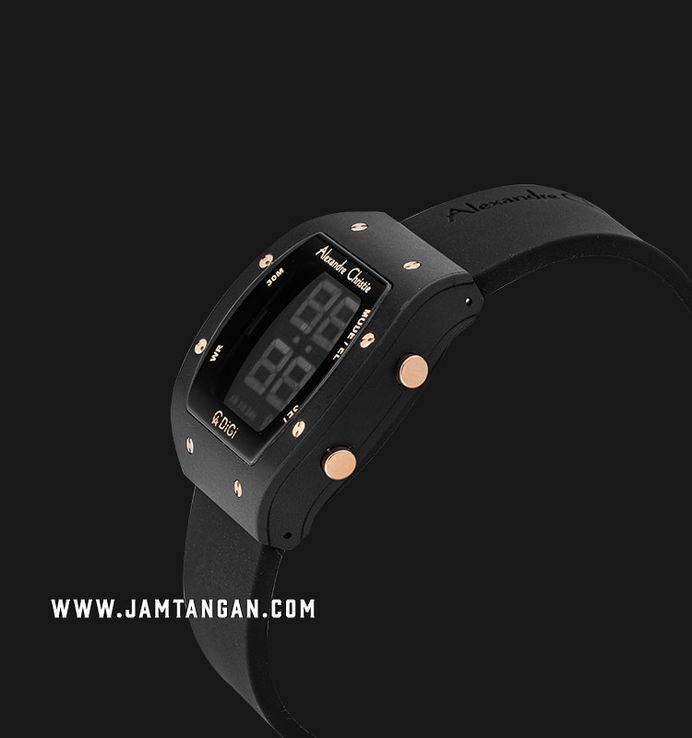 Alexandre Christie Digi AC 9360 LH RRGBA Ladies Black Digital Dial Black Rubber Strap