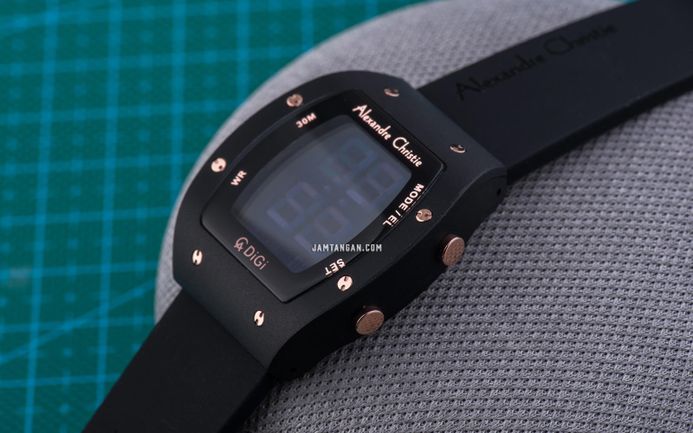 Alexandre Christie Digi AC 9360 LH RRGBA Ladies Black Digital Dial Black Rubber Strap