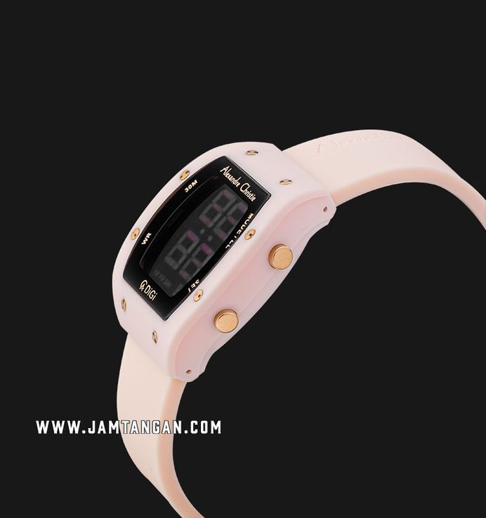 Alexandre Christie Digi AC 9360 LH RRGBALK Ladies Black Digital Dial Light Pink Rubber Strap