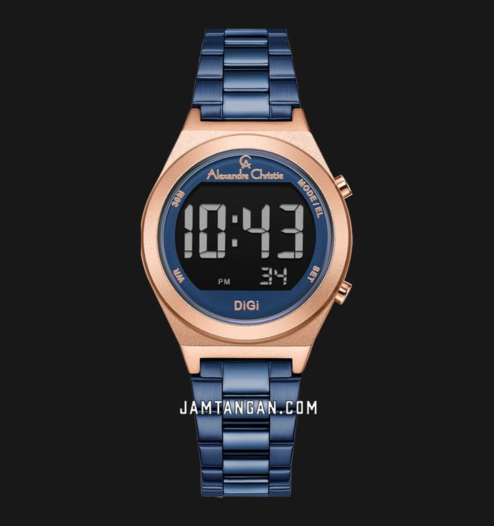 Alexandre Christie Digi AC 9385 LH BURBU Ladies Digital Dial Blue Stainless Steel Strap