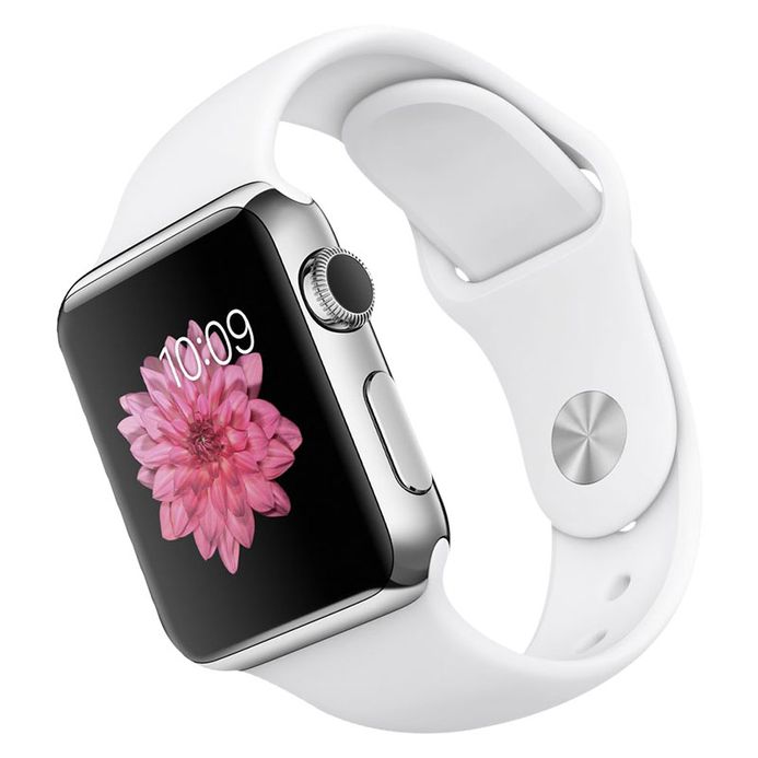 Apple Watch 38mm Stainless Steel Case with White Sport Band