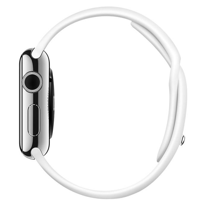 Apple Watch 38mm Stainless Steel Case with White Sport Band - Main Image