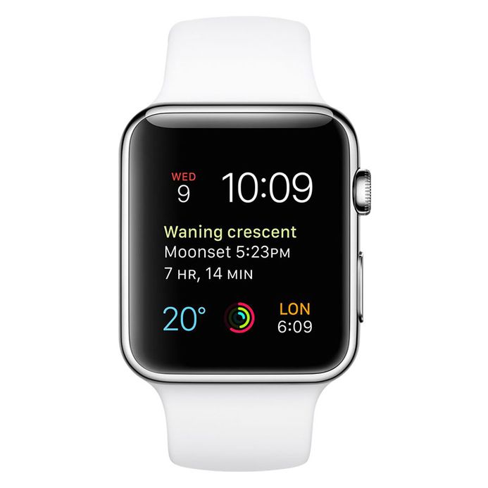 Apple Watch 42mm Stainless Steel Case with White Sport Band