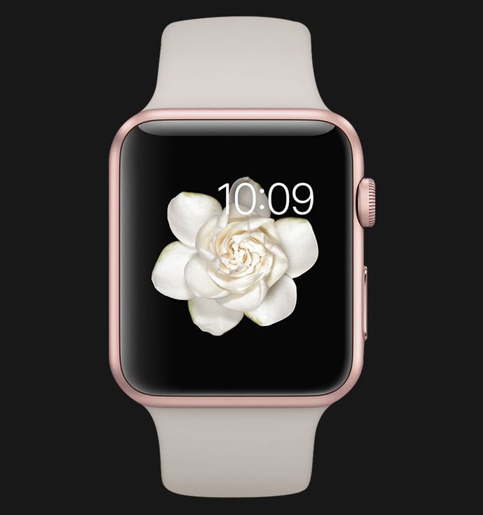 Gold aluminum apple watch with stone band top