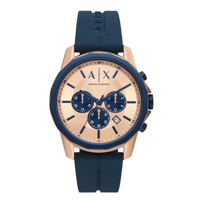 Armani Exchange AX1730 Chronograph Rose Gold Dial Dark Blue Resin