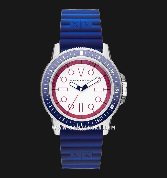 Armani Exchange Leonardo AX1859 White Dial Blue Silicone Strap