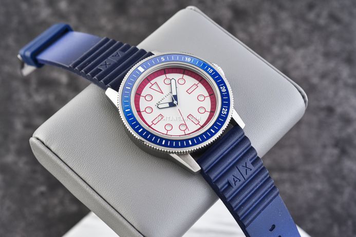 Armani Exchange Leonardo AX1859 White Dial Blue Silicone Strap
