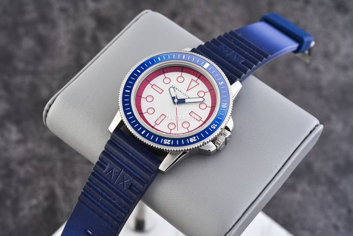 Armani Exchange Leonardo AX1859 White Dial Blue Silicone Strap