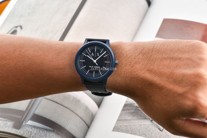 Armani Exchange AX2734 Solar Powered Men Blue Dial Blue Fabric