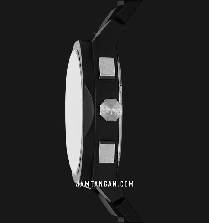 Armani Exchange AX4161 Chronograph Men Black Dial Black Silicone Strap ...