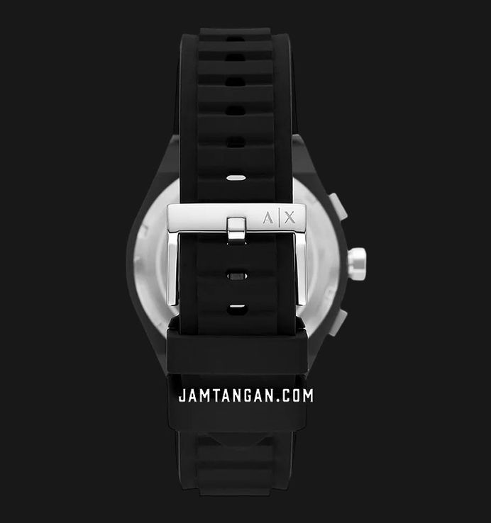 Armani Exchange AX4161 Chronograph Men Black Dial Black Silicone Strap ...