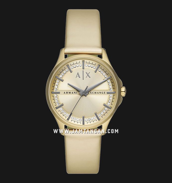 Armani Exchange AX5271 Ladies Gold Dial Gold Polyurethane Strap