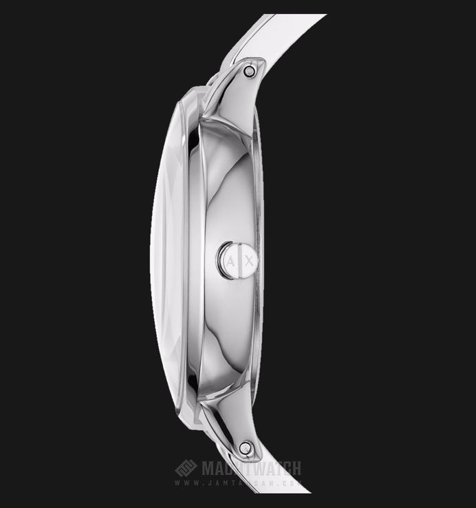 Armani Exchange AX5311 Ladies Silver Dial Stainless Steel Case Gray Leather Strap