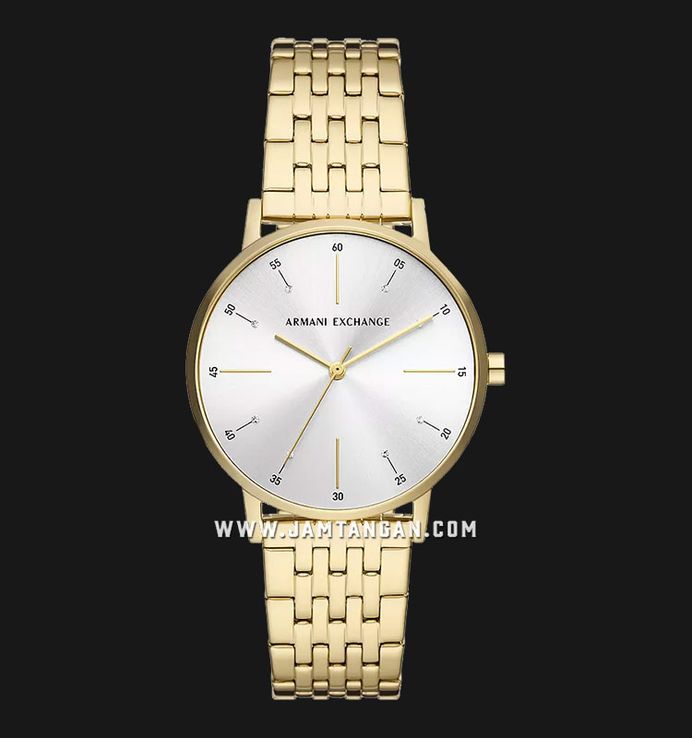 Armani Exchange AX5579 Ladies White Dial Gold Stainless Steel Strap